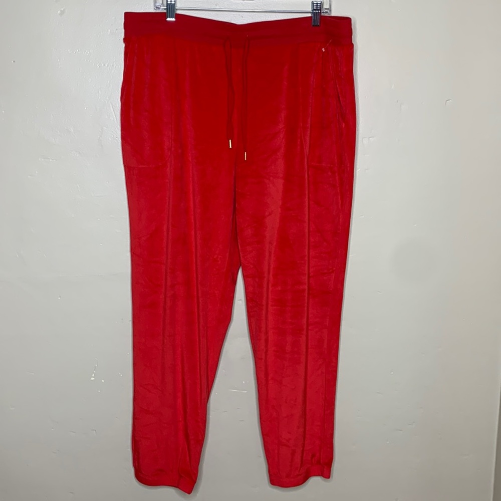SECRET TREASURES Pajama Pants Red Drawstring Fleece Lounge Jogger XL (16-18)